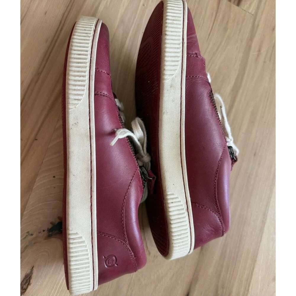 Born Paloma Sneakers Women's Size 7.5 Leather Zip Lace-Up Shoes Red - Picture 2 of 4